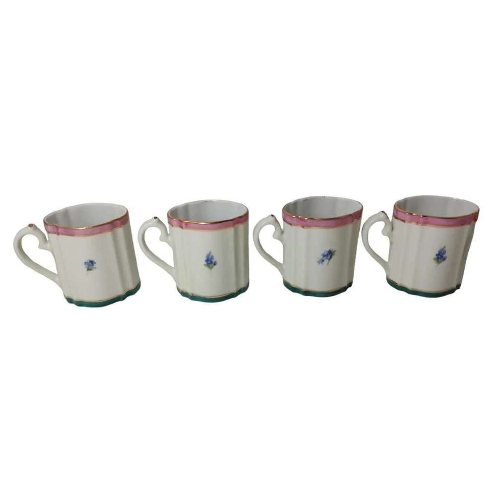 Vintage Royal Vienna Chocolate Pot with Four Cups Set Victorian Woman Pink Tea‎
